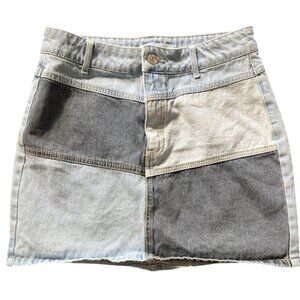Denim Mini Skirt Funky Color Block 1990's Size 6